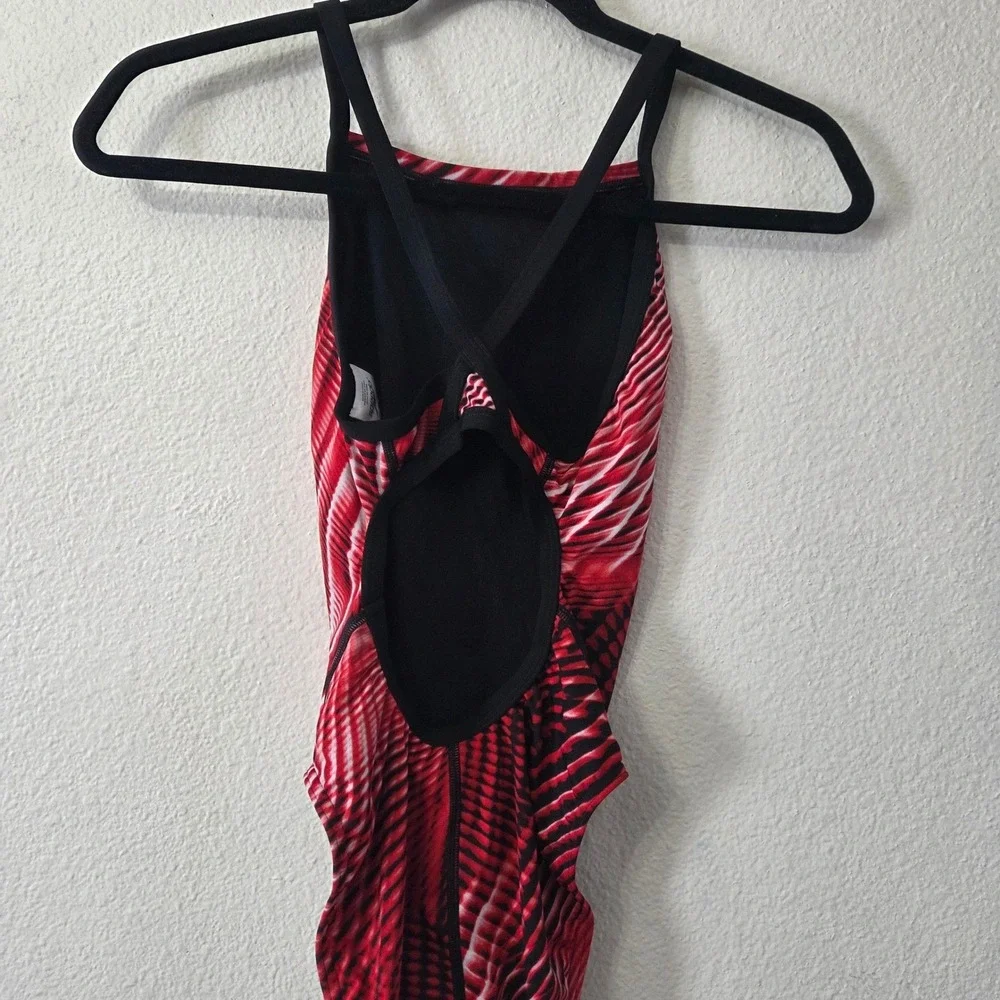 Speedo Endurance+ Crossback One Piece Swimsuit Abstract Print Lap Swim 28